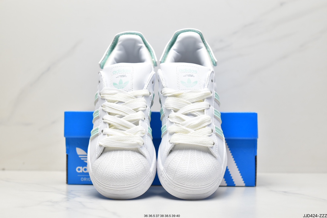 130  Originals Superstar”Sail/Green/Lace”贝壳头板鞋 HO3727