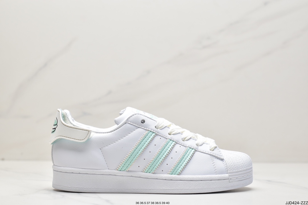 130  Originals Superstar”Sail/Green/Lace”贝壳头板鞋 HO3727