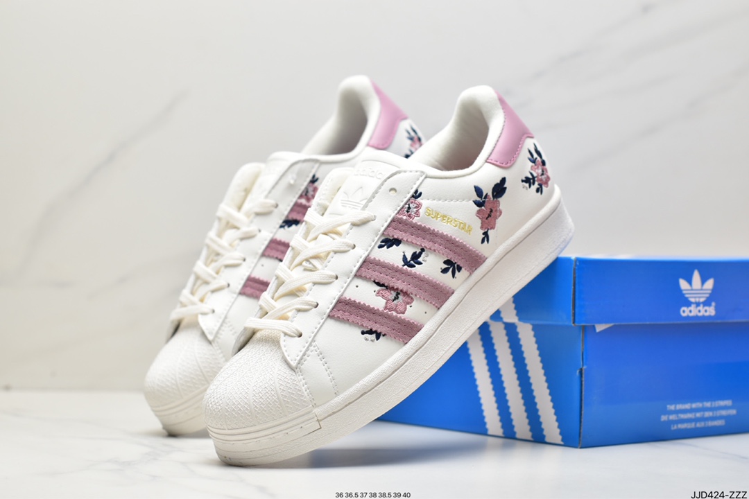 130 阿迪达斯Adidas三叶草 Originals Superstar”Sail/Green/Lace”贝壳头系列低帮板鞋HO3479