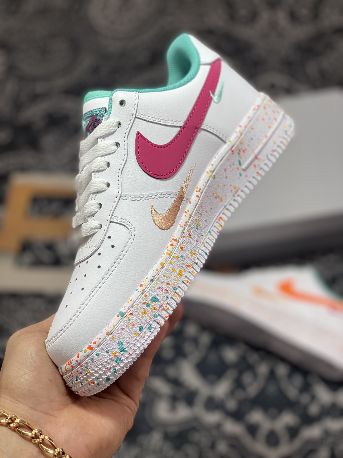 220 Nike Air Force 1'07 Low GS”Multi-Color/Multi-Swoosh”空军一号板鞋“兔年白橙三钩子”FD4626-181