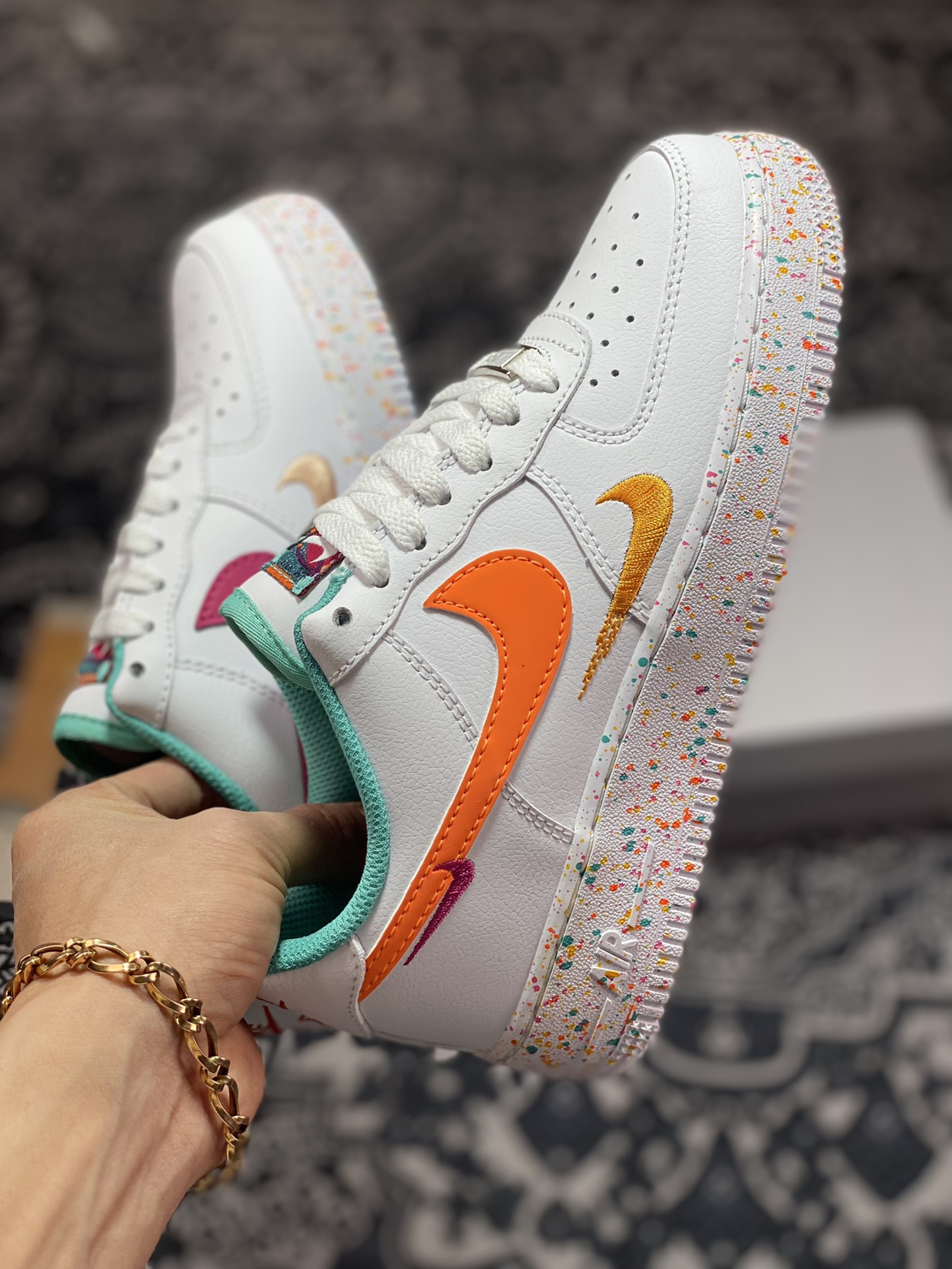 220 Nike Air Force 1'07 Low GS”Multi-Color/Multi-Swoosh”空军一号板鞋“兔年白橙三钩子”FD4626-181