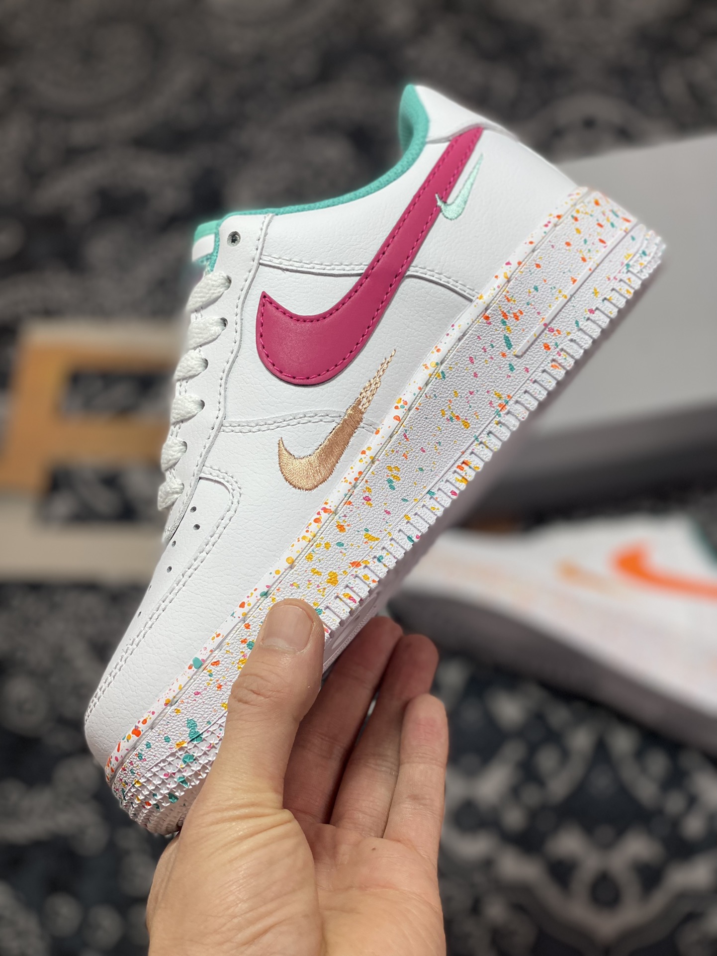 220 Nike Air Force 1'07 Low GS”Multi-Color/Multi-Swoosh”空军一号板鞋“兔年白橙三钩子”FD4626-181