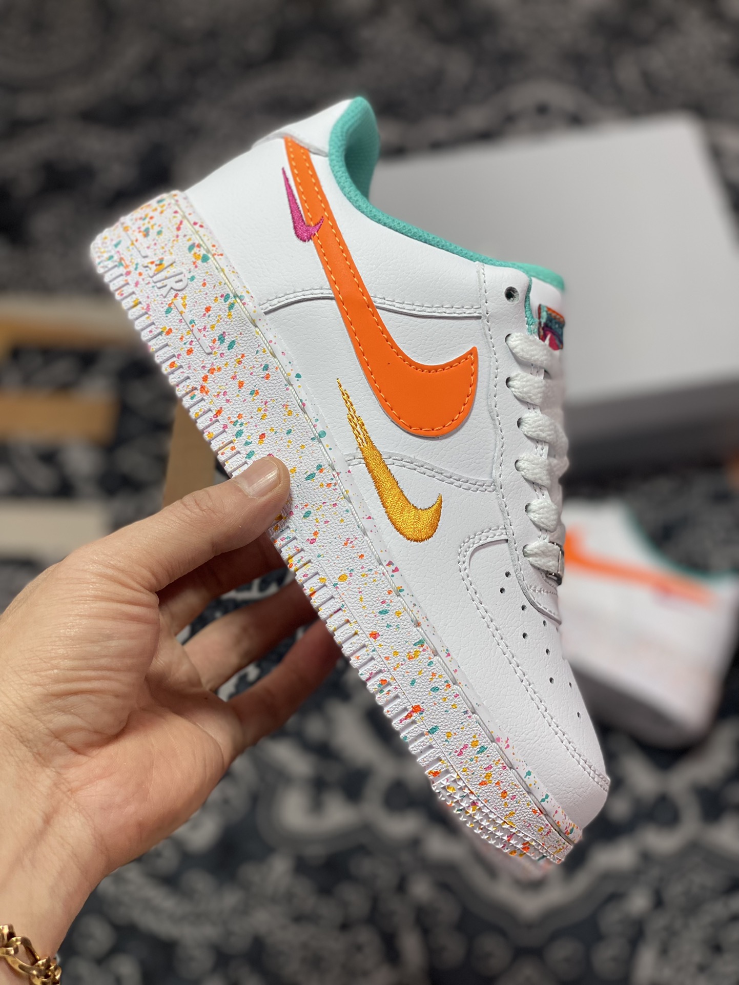 220 Nike Air Force 1'07 Low GS”Multi-Color/Multi-Swoosh”空军一号板鞋“兔年白橙三钩子”FD4626-181