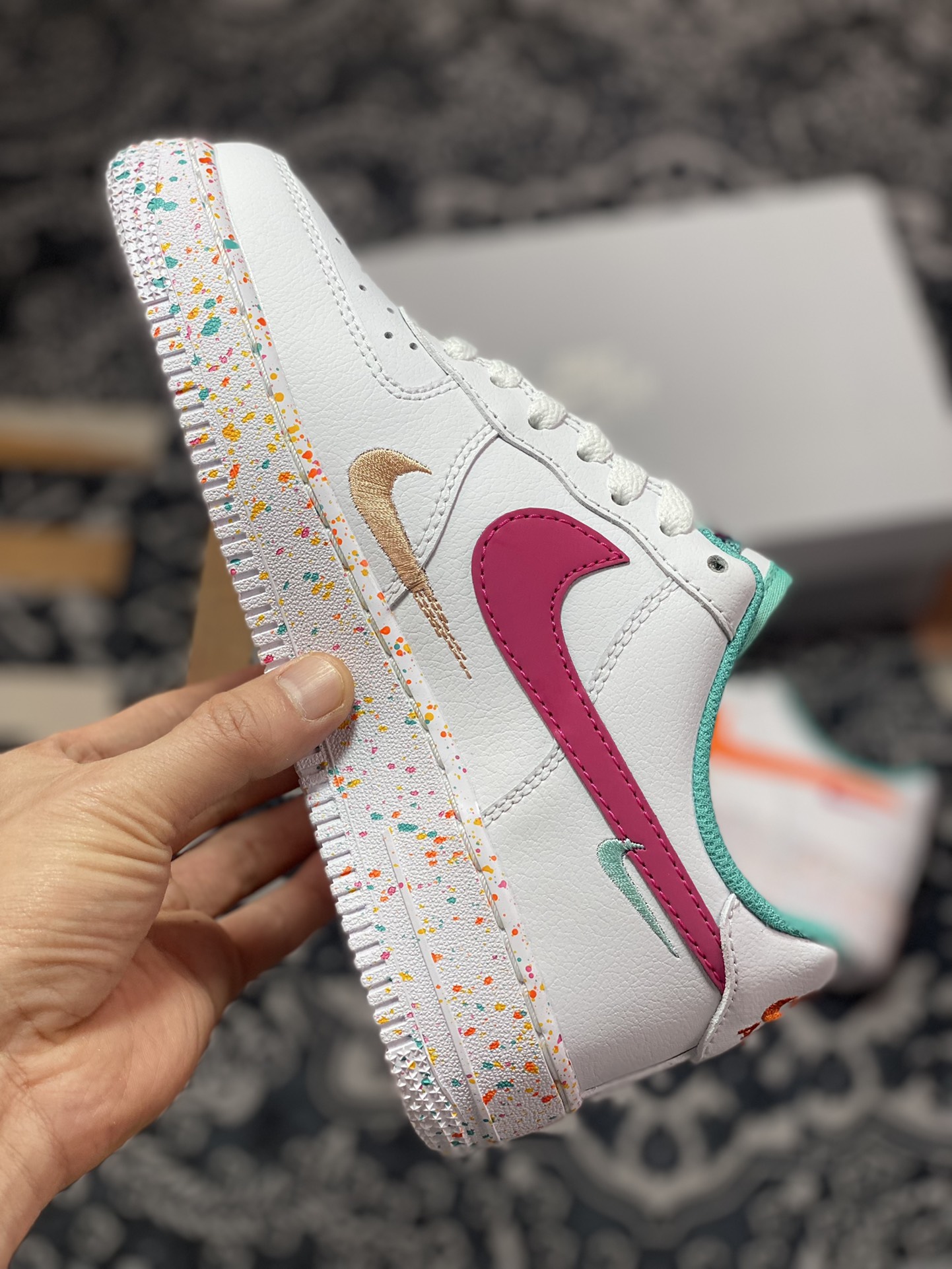 220 Nike Air Force 1'07 Low GS”Multi-Color/Multi-Swoosh”空军一号板鞋“兔年白橙三钩子”FD4626-181