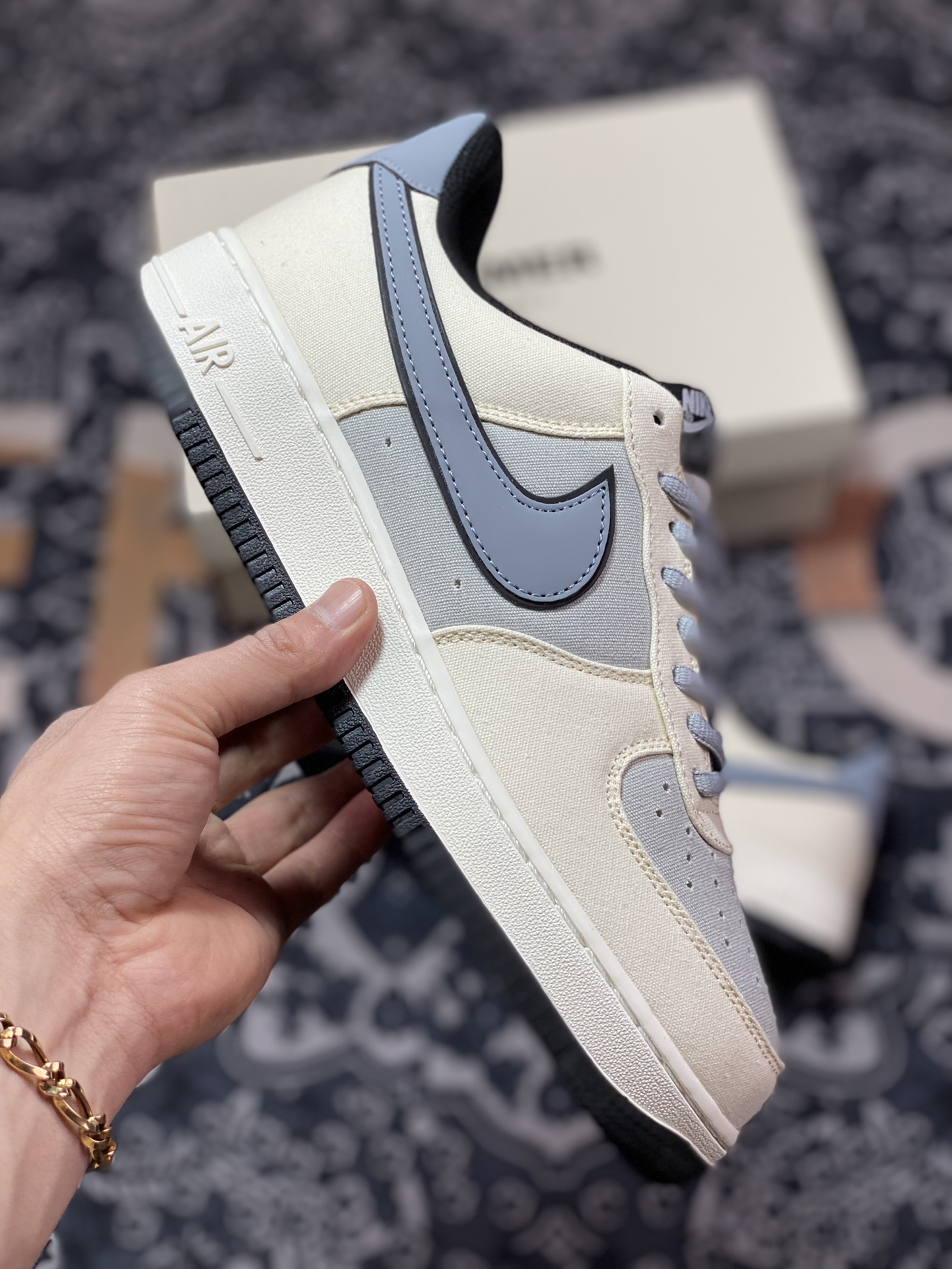 200 Nike Air Force 1’07 Low QS”Milk White/Fog Blue”空军一号板鞋“拼接帆布奶白雾蓝”DG2296-020