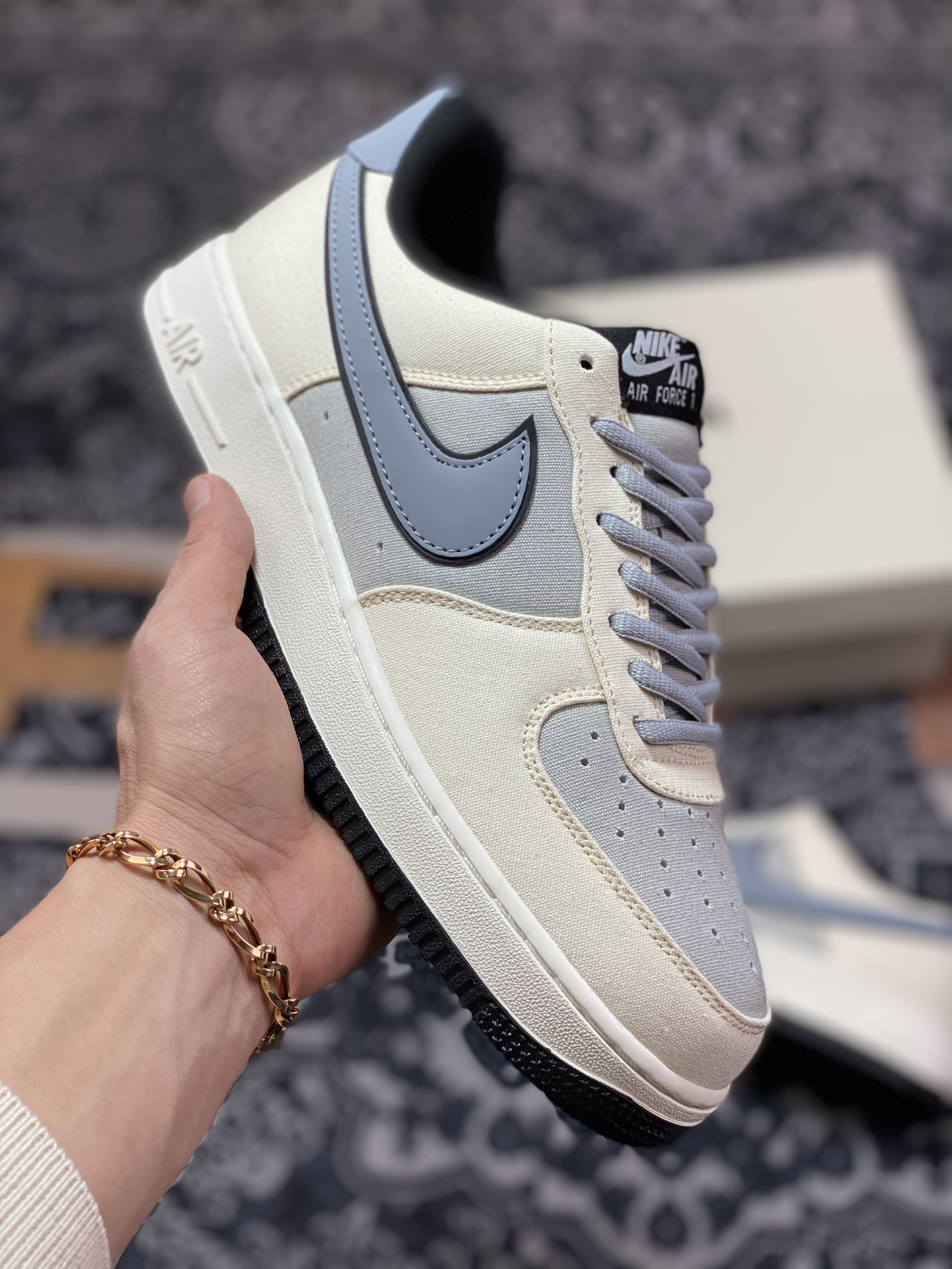 200 Nike Air Force 1’07 Low QS”Milk White/Fog Blue”空军一号板鞋“拼接帆布奶白雾蓝”DG2296-020