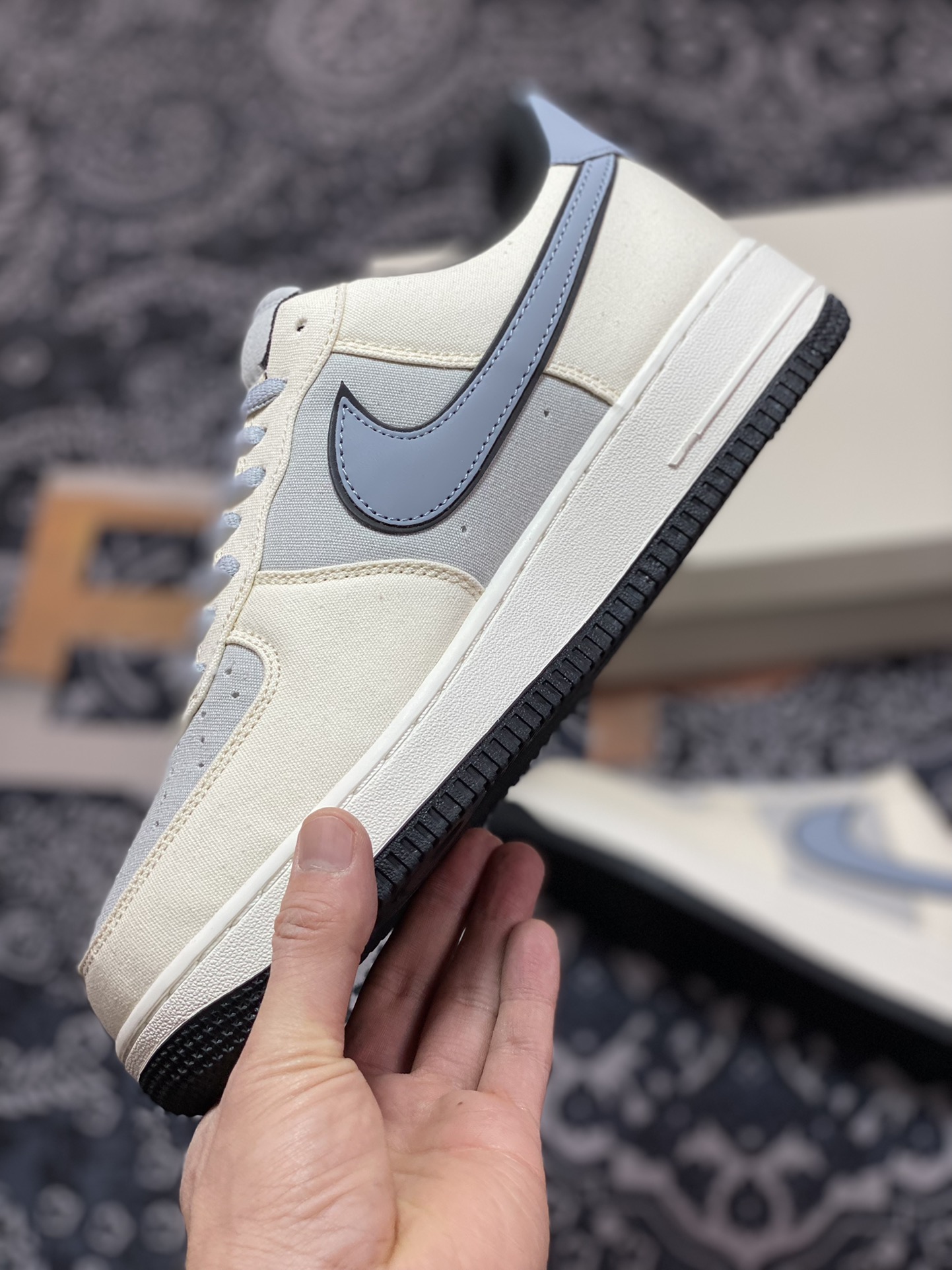 200 Nike Air Force 1’07 Low QS”Milk White/Fog Blue”空军一号板鞋“拼接帆布奶白雾蓝”DG2296-020