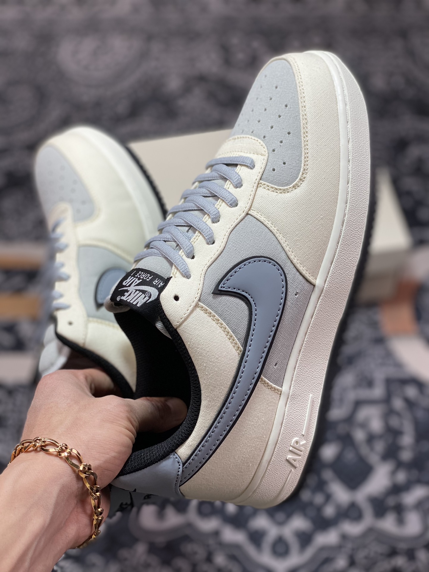 200 Nike Air Force 1’07 Low QS”Milk White/Fog Blue”空军一号板鞋“拼接帆布奶白雾蓝”DG2296-020