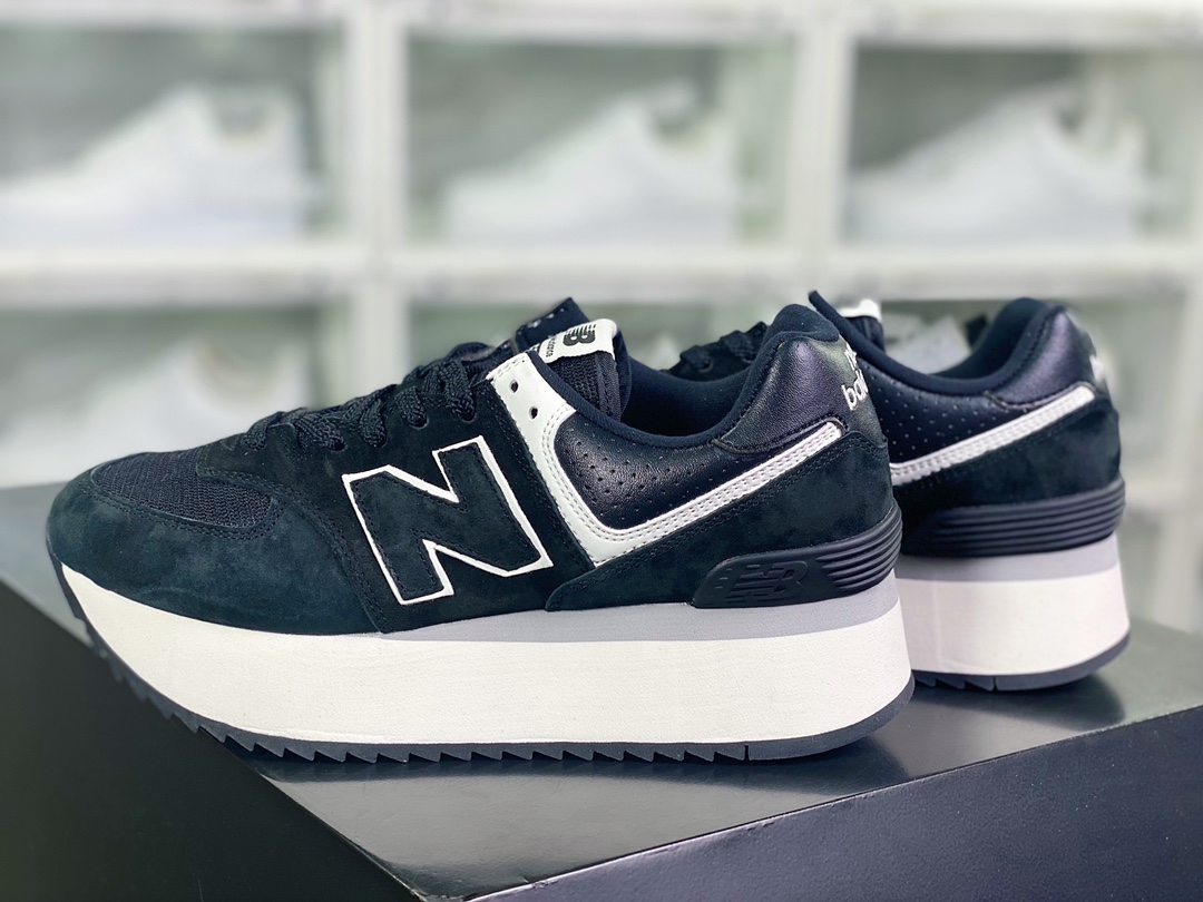 200 【NB新百伦New Balance】 ML574系列低帮增高厚底休闲运动慢跑鞋“麂皮黑白”WL574ZAB