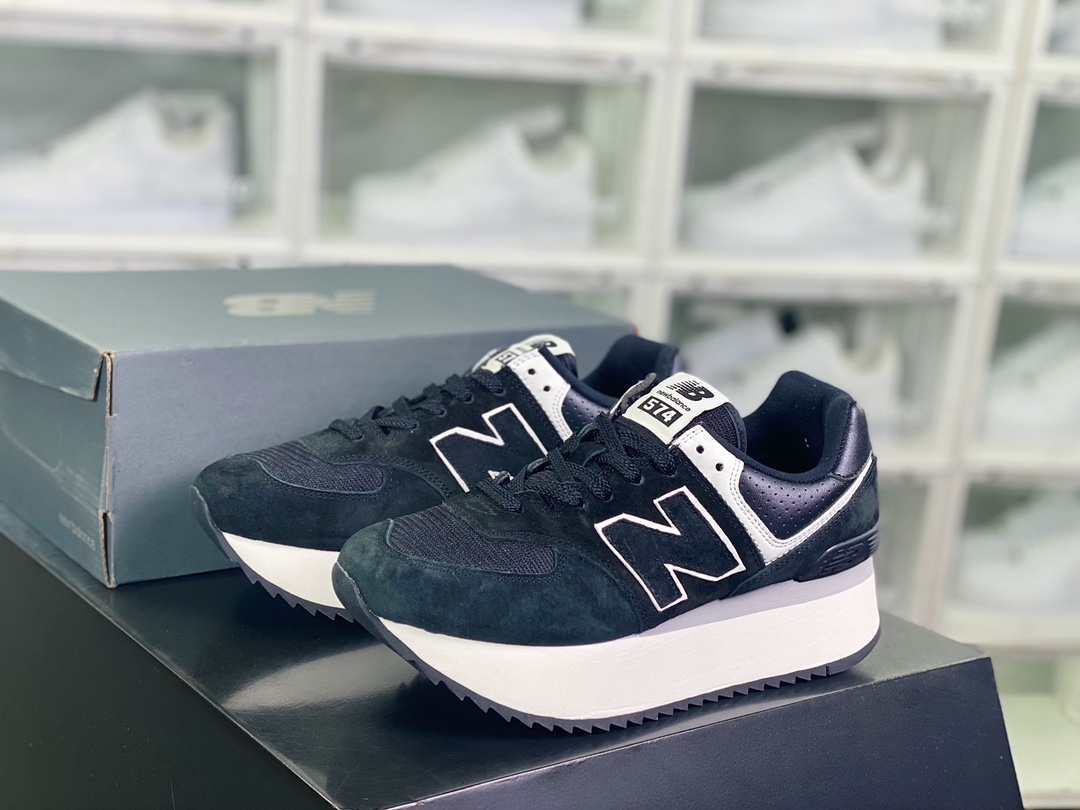 200 【NB新百伦New Balance】 ML574系列低帮增高厚底休闲运动慢跑鞋“麂皮黑白”WL574ZAB