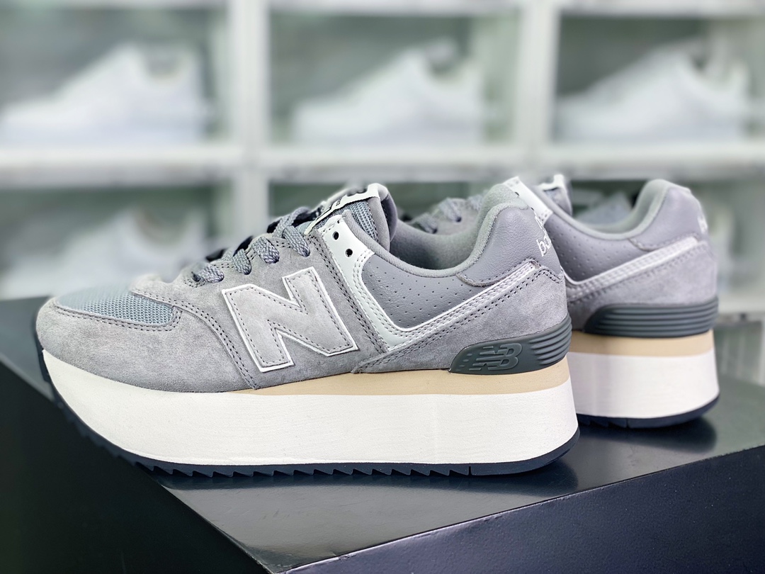 200 【NB新百伦New Balance】 ML574系列低帮增高厚底休闲运动慢跑鞋“麂皮白灰”WL574ZAB