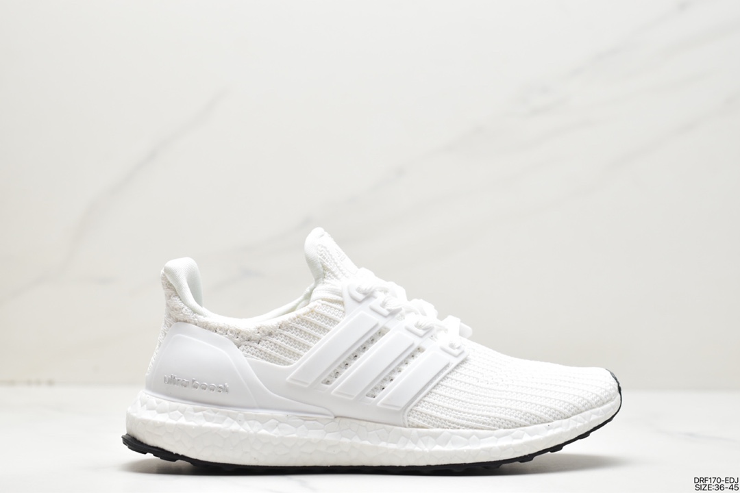 115 阿迪达斯Adidas Ultra Boost UB 4.0 系列 全掌爆米花针织黑条纹跑步鞋 BB6166