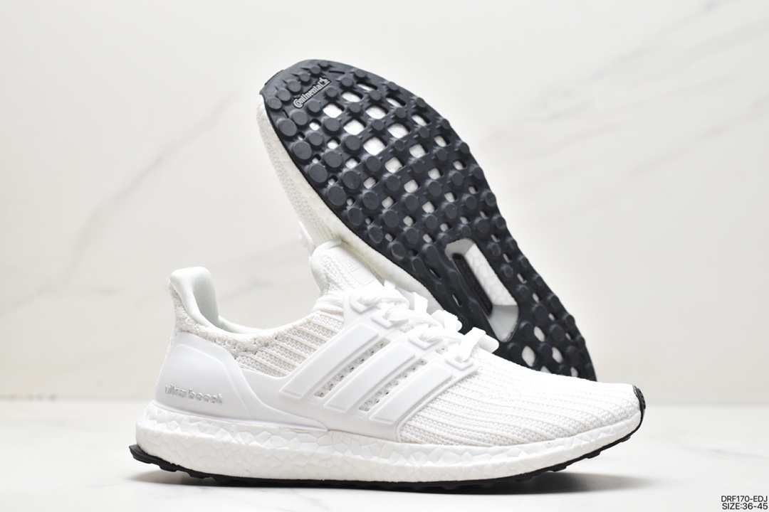 115 阿迪达斯Adidas Ultra Boost UB 4.0 系列 全掌爆米花针织黑条纹跑步鞋 BB6166