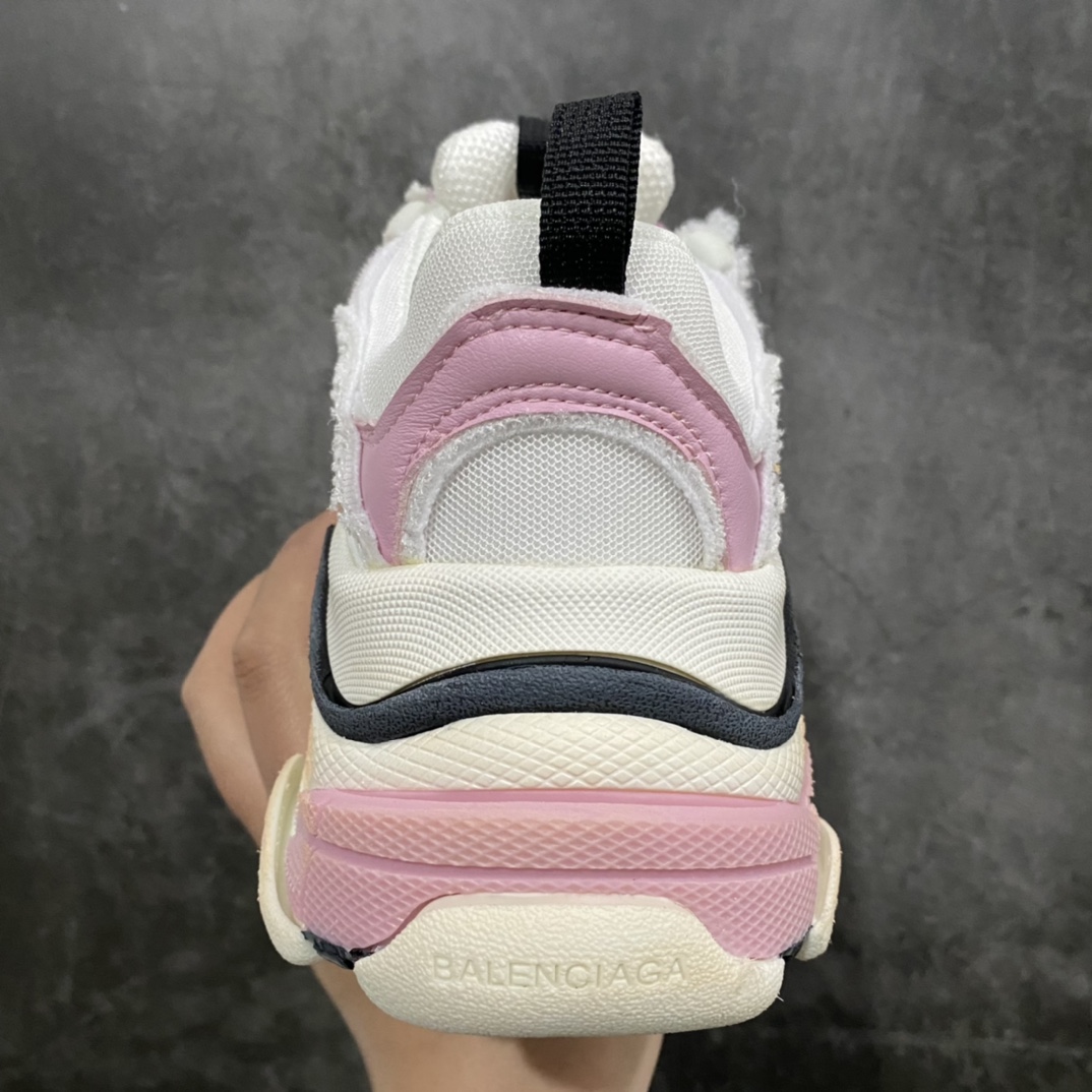 520  纯原Balenciaga巴黎世家 Triple S Diy 时尚透气老爹鞋女款白粉做旧