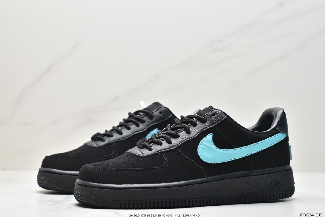 170 联名奢侈品大牌-蒂芙尼/Tiffany & Co. x Nike Air Force 1 Low SP”1837”空军一号“联名黑蒂芙尼蓝” DZ1382-001