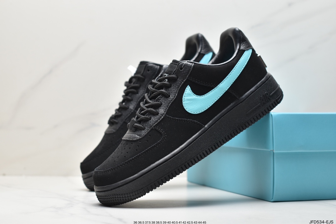 170 联名奢侈品大牌-蒂芙尼/Tiffany & Co. x Nike Air Force 1 Low SP”1837”空军一号“联名黑蒂芙尼蓝” DZ1382-001