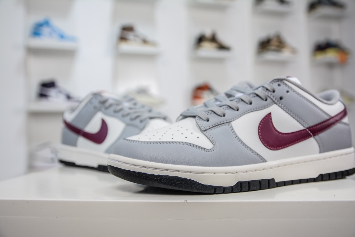 280 纯原Nike SB Dunk Low RETRO ”Grey White” 灰酒红 DD1503-122