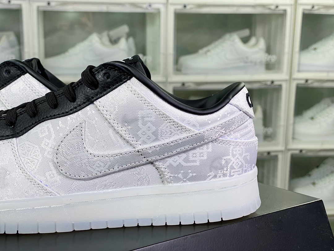 300 Fragment Design x Clot x 【Nike】 SB Dunk Low”20th Anniversary/White Silk”扣篮系“联名丝绸白黑刮刮乐”FN0315-110