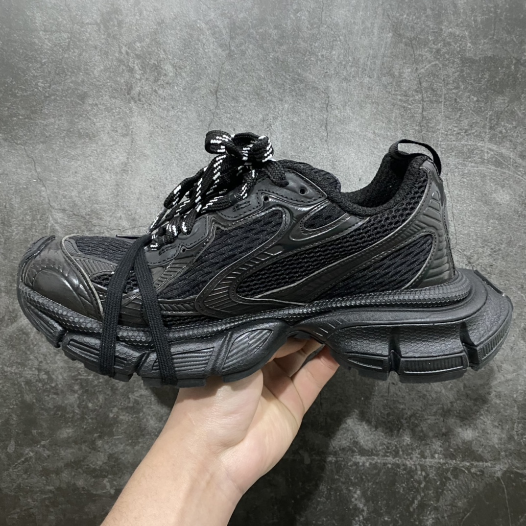 420  XA版本BALENCIAGA 3XL Sneakers  巴黎世家十代网布系带低帮走秀复古老爹鞋 纯黑色