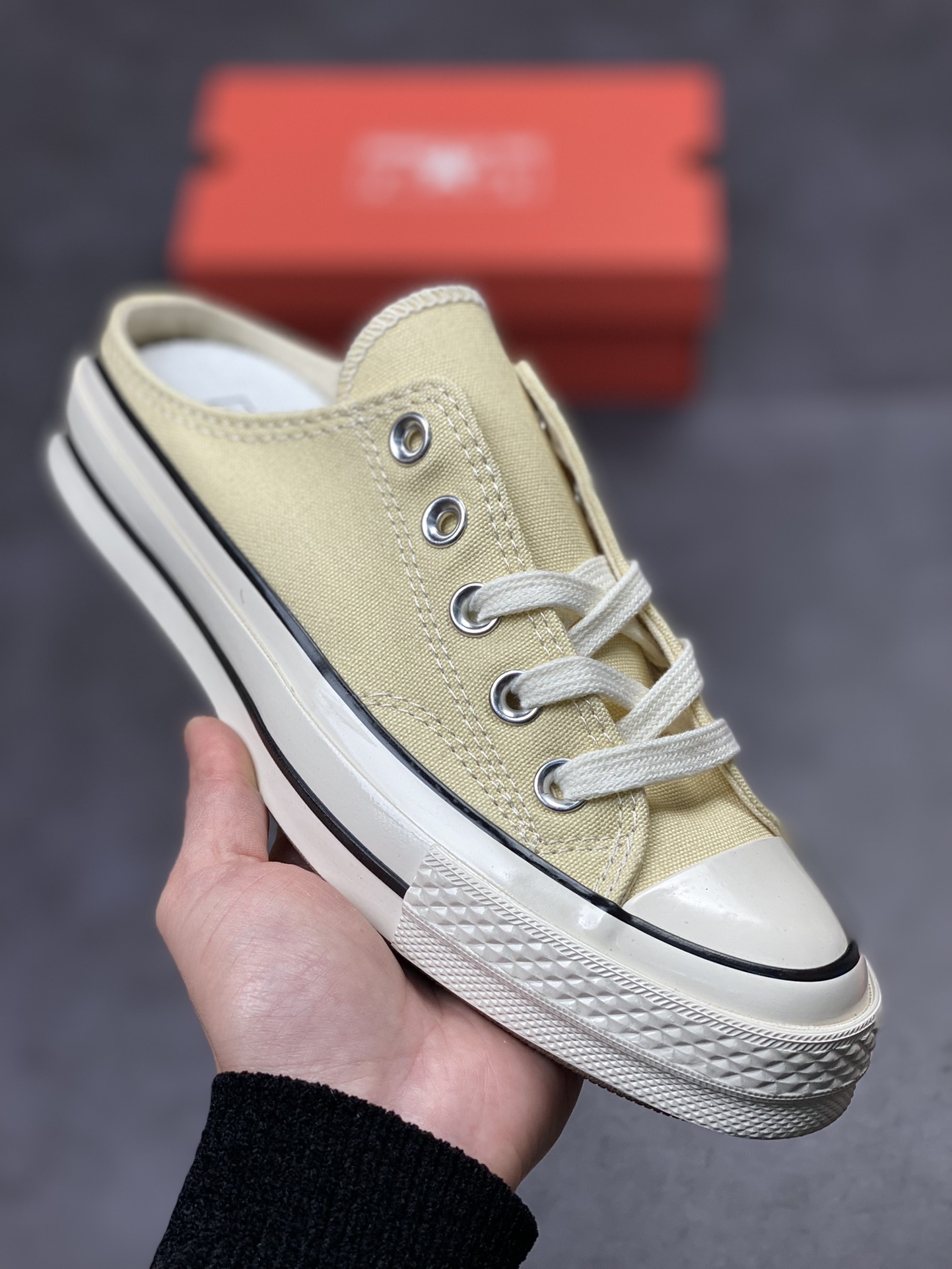 120 2023新款 匡威Converse Chuck 1970s 奶黄色 半拖一脚蹬