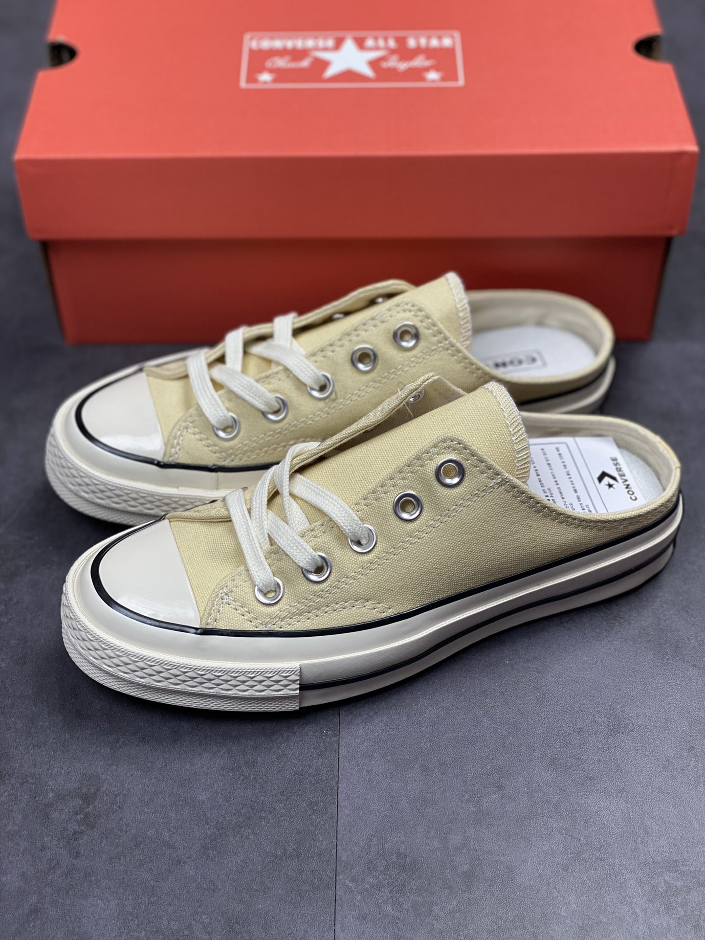 120 2023新款 匡威Converse Chuck 1970s 奶黄色 半拖一脚蹬