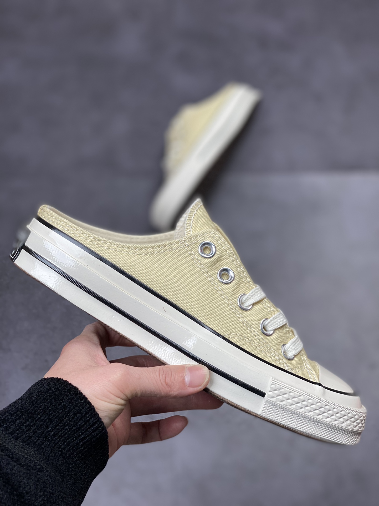 120 2023新款 匡威Converse Chuck 1970s 奶黄色 半拖一脚蹬