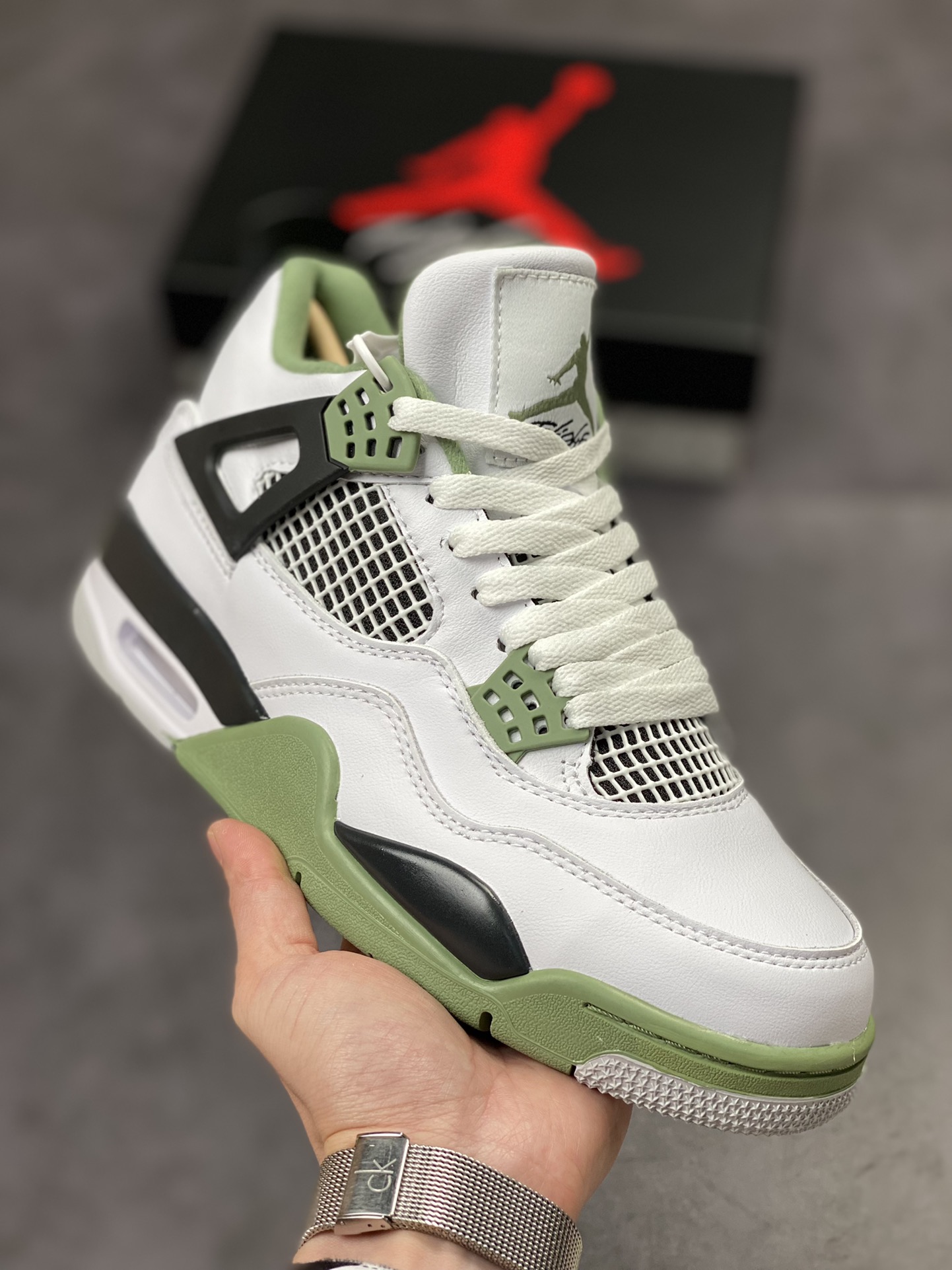 240 Air Jordan 4 Retro 白绿黑 鼠尾草 AQ9129-103