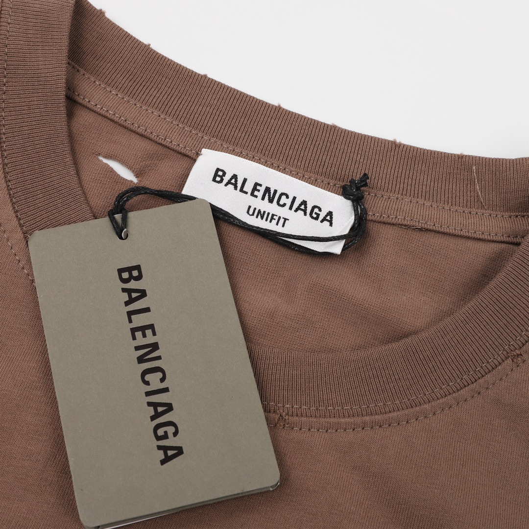 180 Balenciaga/巴黎世家 冰裂纹大破坏短袖 定织定染260g精梳棉