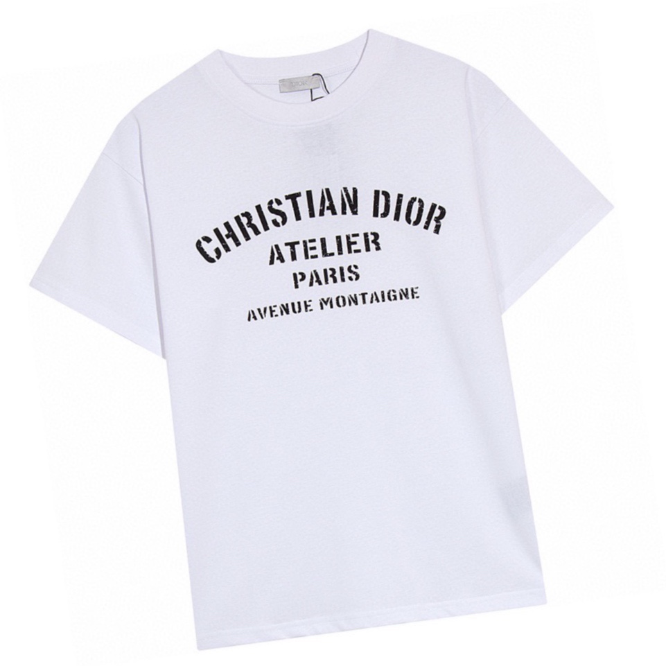 160 迪奥/Dior 夏季新款 高端品质独家定制经典字母logo做旧印花圆领短袖T恤