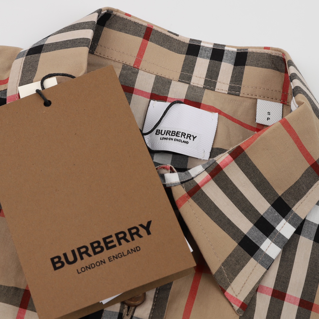 240 Burberry/巴宝莉 22SS袖口织带格纹衬衫长袖