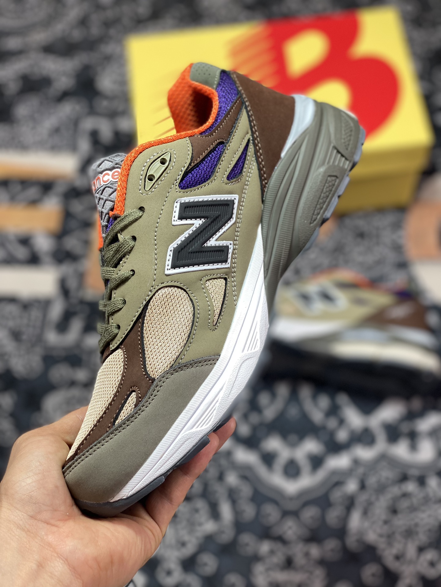 240 New Balance Made in USA M990V3”Khaki/Orange”三代系列低帮美产跑步鞋“卡其深棕橙”M990BT3