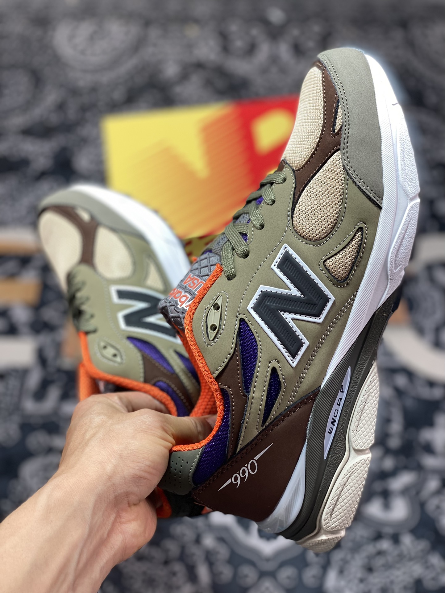 240 New Balance Made in USA M990V3”Khaki/Orange”三代系列低帮美产跑步鞋“卡其深棕橙”M990BT3