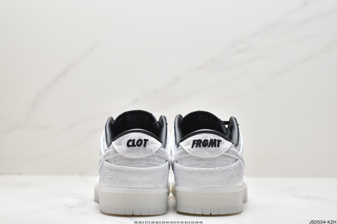 200 Fragment Design x Clot x Nike SB Dunk Low”20th Anniversary/White Silk”扣篮板鞋“联名丝绸白黑刮刮乐” FN0315-100