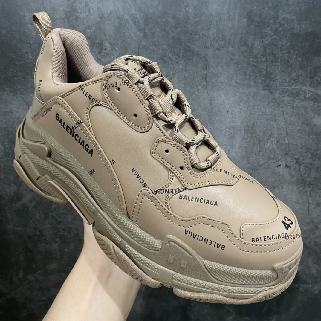 420 Good纯原版本 Balenciaga Triple S 弹幕满印卡其色