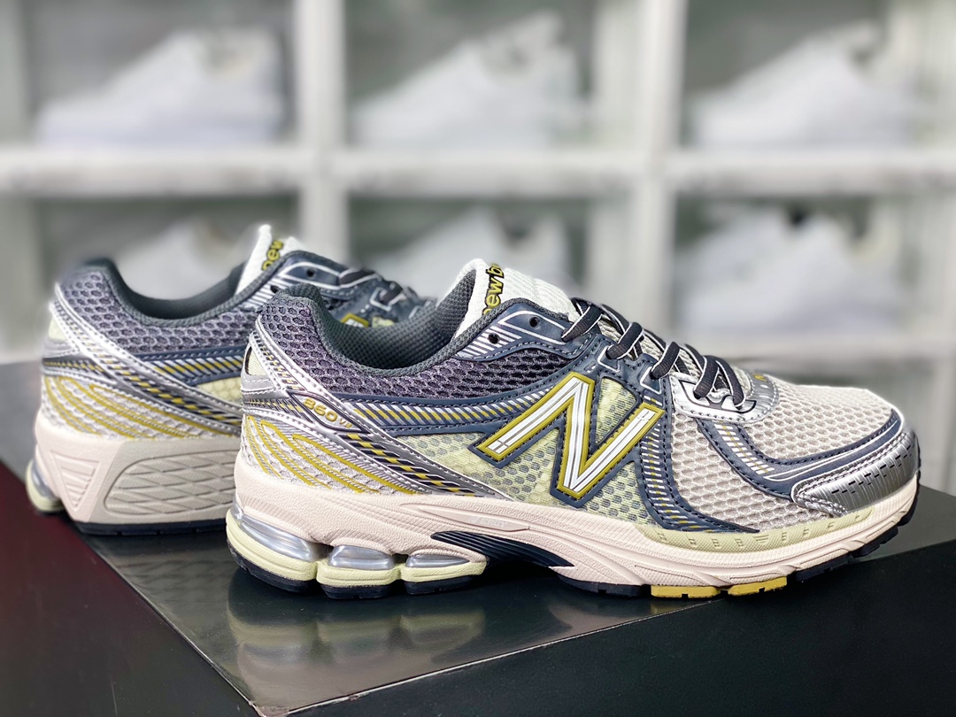 180 New Balance ML860系列经典复古老爹风慢跑鞋“银灰深灰黄”ML860KR2