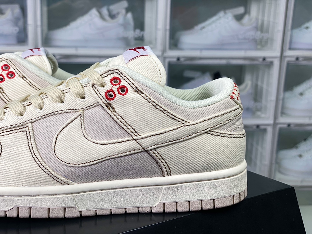 180 SB Dunk Low”Light Orewood Brown”扣篮系列低帮板鞋“帆布米白红刺子绣”DV0834-100