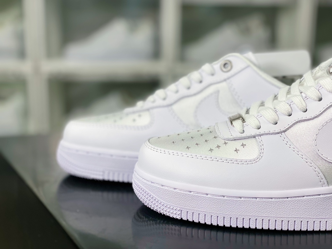 220 Air Force 1’07 Low”Sashiko”空军一号经典低帮板鞋“拼接全白丝绸银刺子绣”CW2288-112