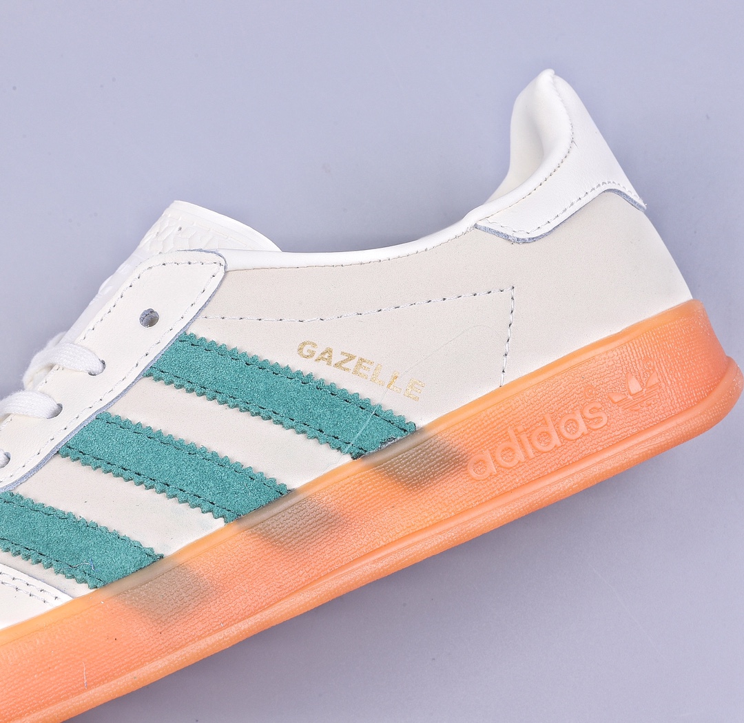 180 YH Adidas Originals Gazelle Indoor 米白绿三叶草复古休闲运动板鞋 ID2567