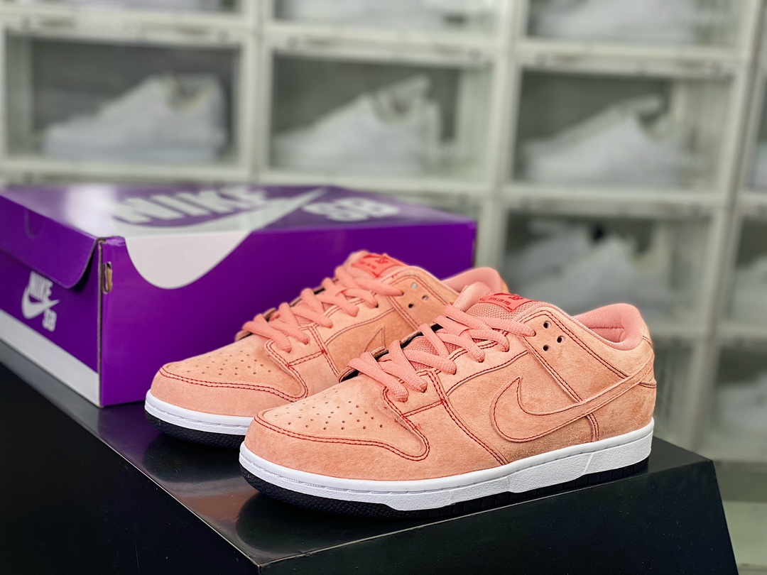 220 SB Dunk Low Pro”Salmon Pink”扣篮系列低帮板鞋“麂皮三文鱼橘粉白”CV1655-600