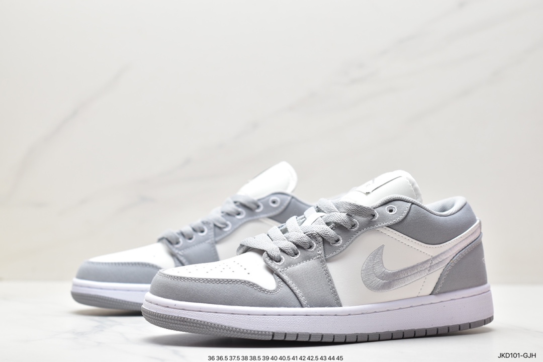 160 Nike Air Jordan 1 Retro Low SE”Light Steel Grey”AJ1乔丹一代低帮篮球鞋“帆布烟灰白刺绣”DV0426-012