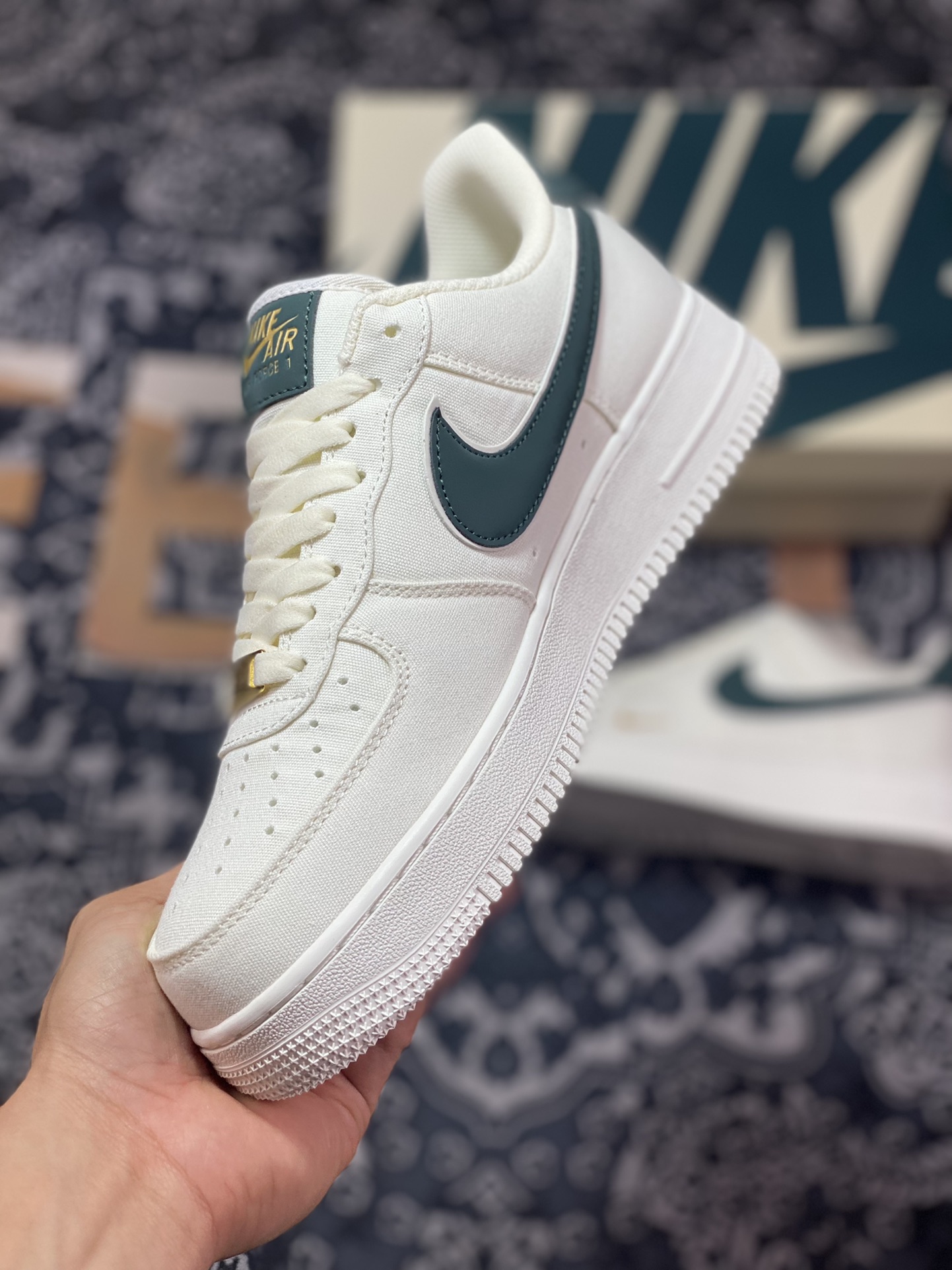 220 原装级别 Nike Air Force 1‘07 Low 深绿勾布面 空军一号低帮休闲板鞋 MN5696-309