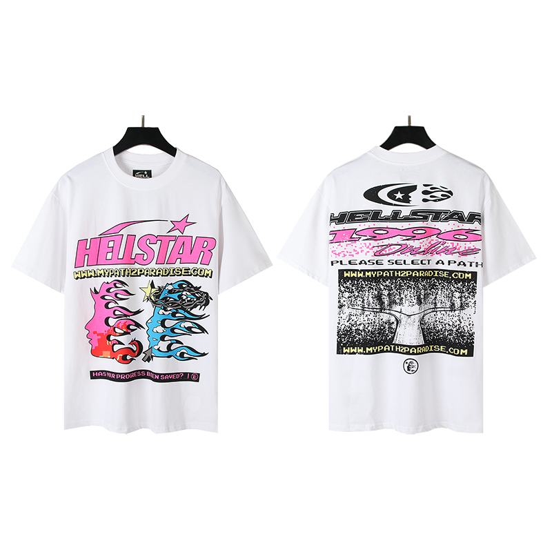 506# Fotos reales Hellstar Estrella del Infierno deporte moda americana de alta calle algodón puro camiseta d…