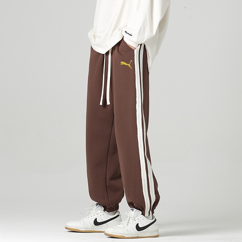 Clothing Pants & Trousers Black Coffee Color Grey Light Gray Polyester Sweatpants