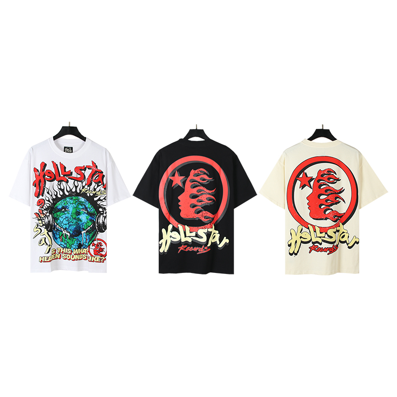 508# Fotos reales Hellstar Estrella del Infierno estampado de la Tierra moda americana de alta calle camiseta…
