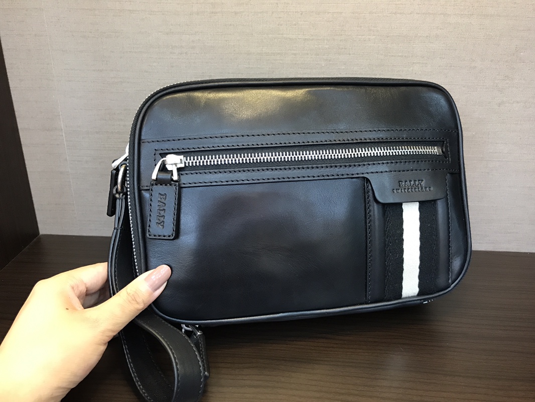 [Bally Wallets]Double zipper handbag 24 16 6 market exclusive genuine leather