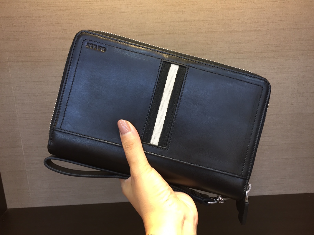 [Bally Wallets]B Double Pull Handbag Can put down 6S Genuine leather Multifunc