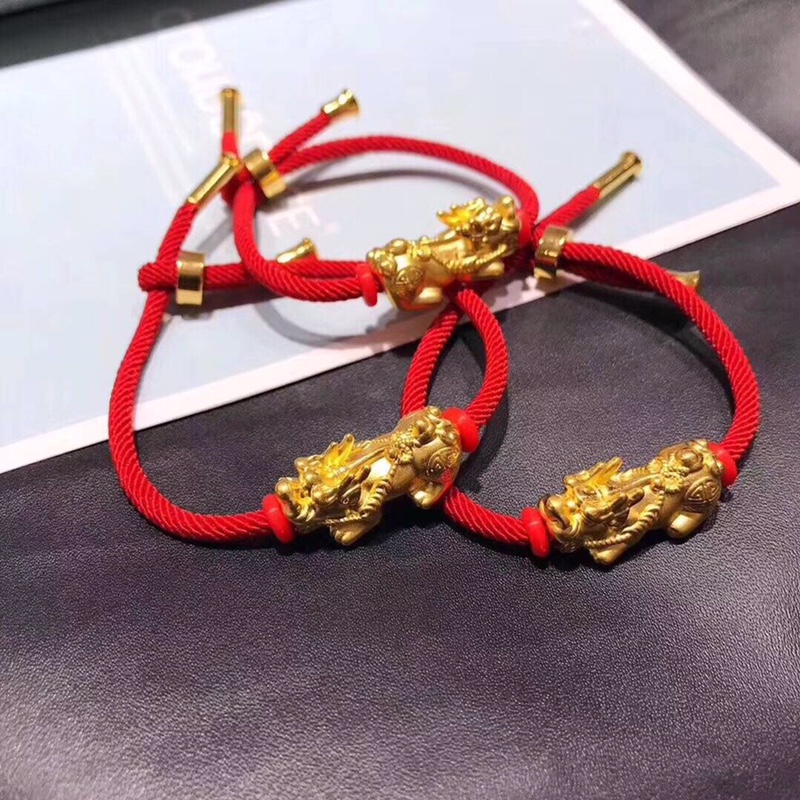 Bvlgari 招财辟邪神兽小貔貅+幸运红绳手链 貔貅为黄金999足金 结合宝格丽同款进口尼龙绳