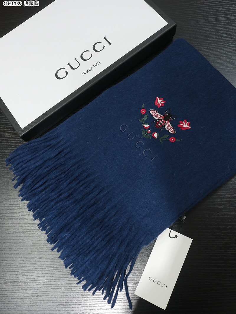 Kaufen Sie AAA billig
 Gucci Schal Umschlagtuch Stickerei Epi Kaschmir Wolle Winterkollektion