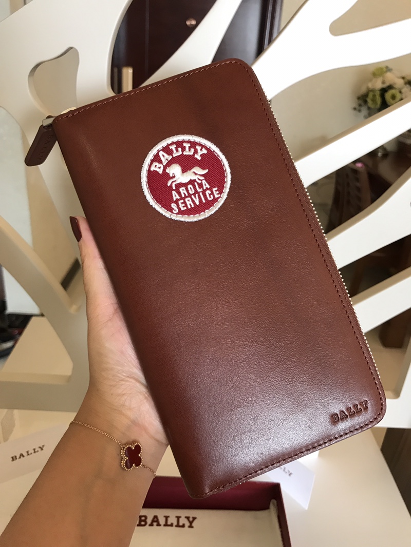 [Bally Wallets]Tevin Classic light brown patchwork pattern large 100% counter