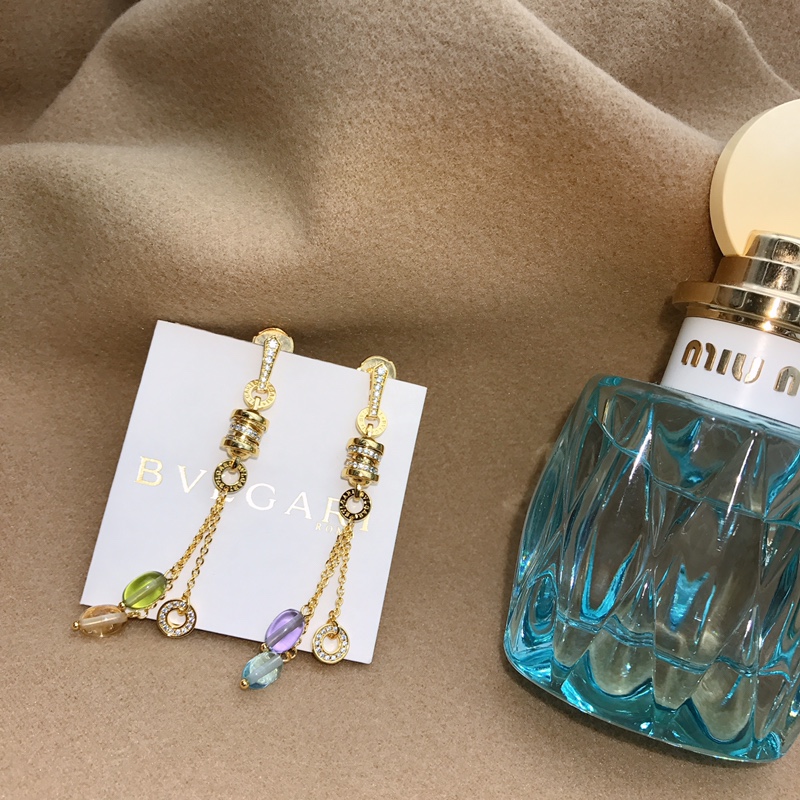 Bvlgari 宝格丽彩宝耳坠 超美 亚金材质 宝石为天然橄榄石 0510710